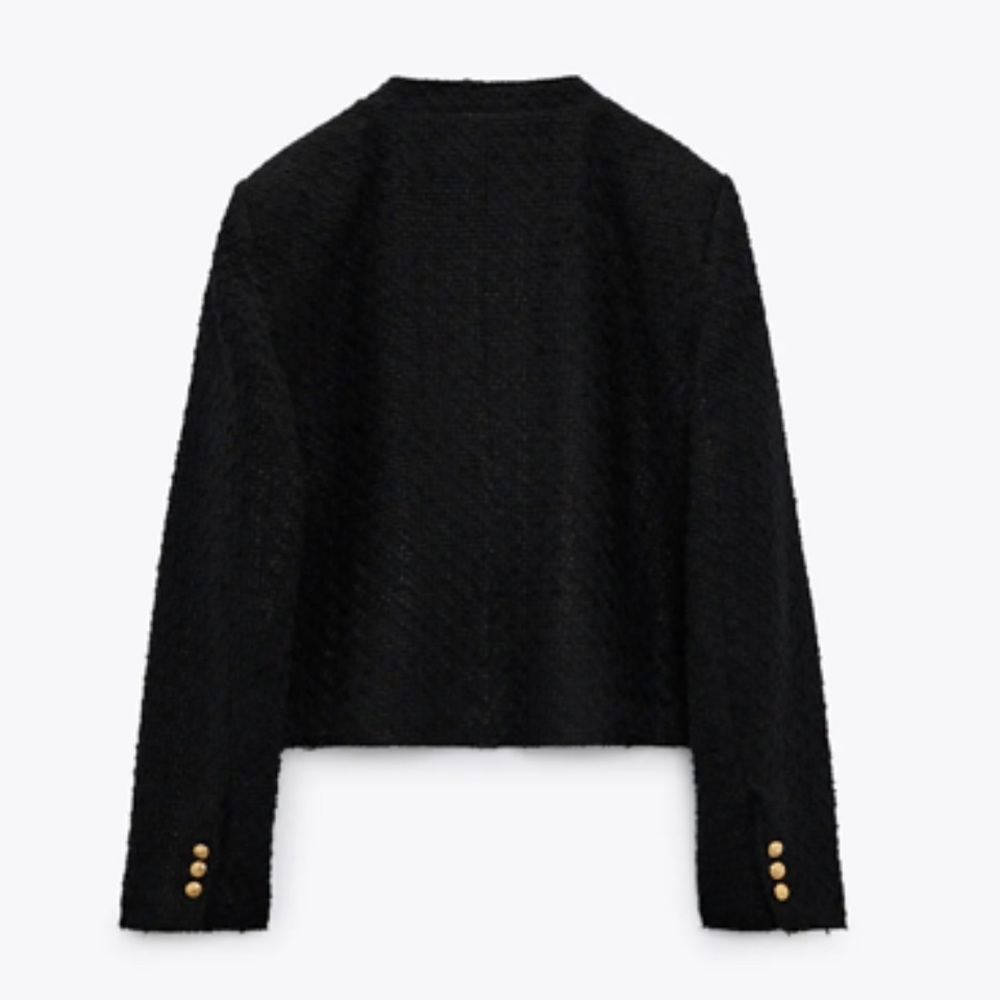 NWT Zara Cropped Textured Blazer - Picture 8 of 13